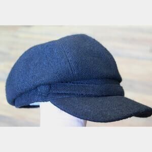Black Wool Blend Tweed Talbots Newsboy-Style Women's Hat
